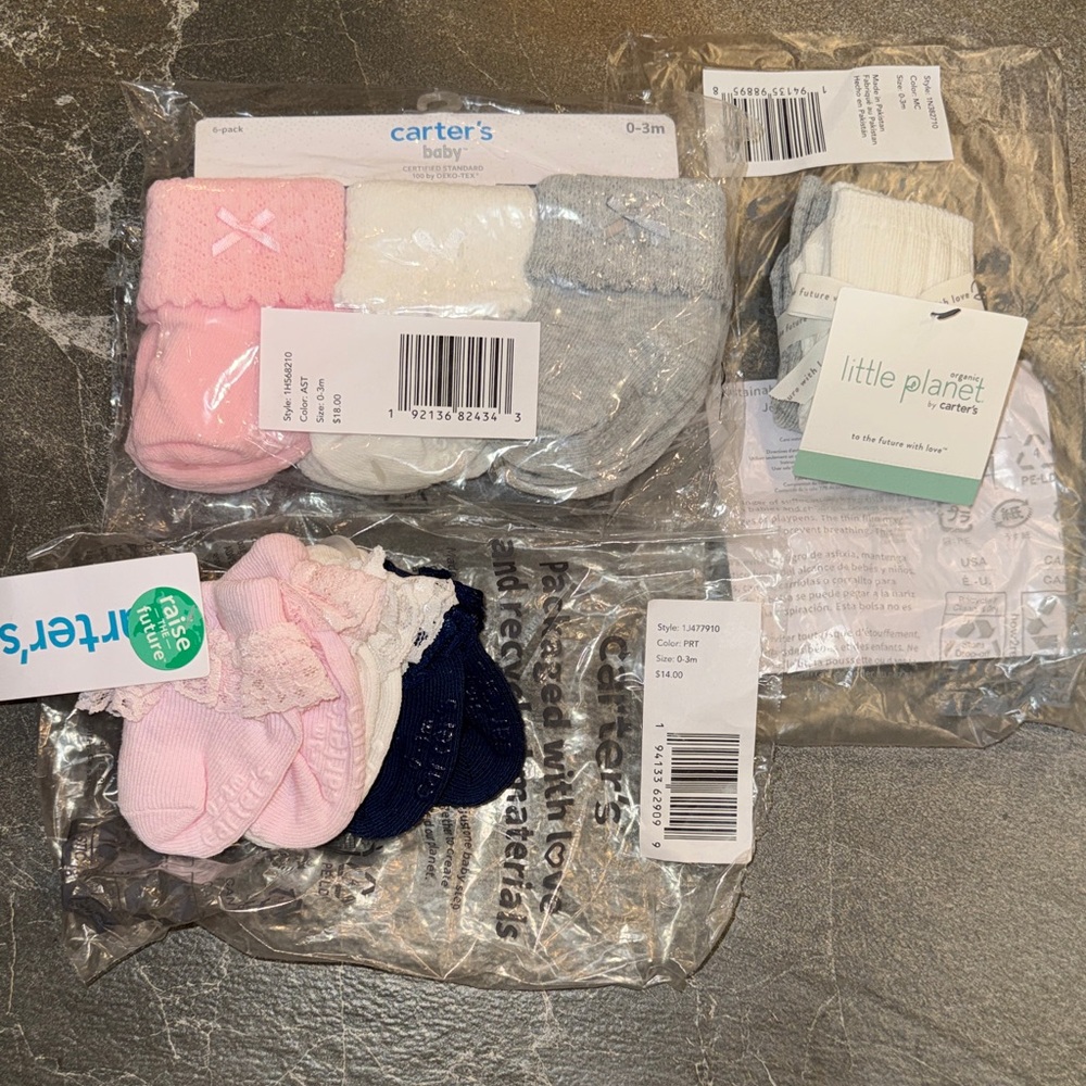 Carter's Baby Socks BUNDLE - 0-3 m all NWT